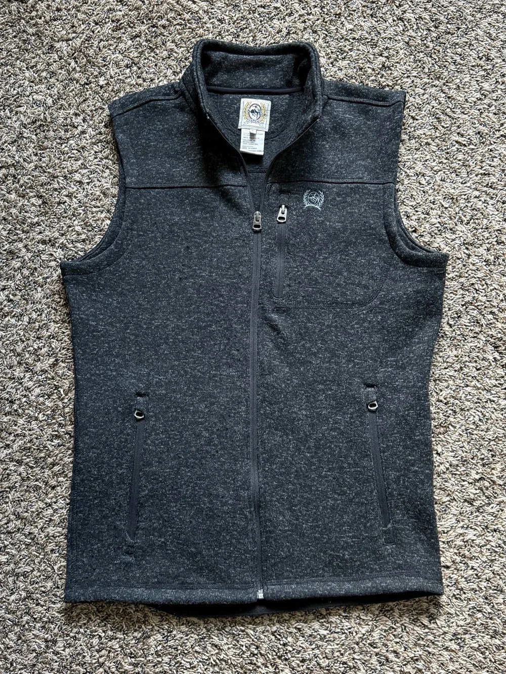 Cinch Men’s Heather Charcoal Sweater Fleece Vest Size Small